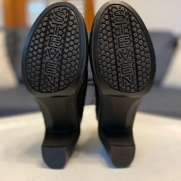 STEVEN by Steve Madden Elizah Black Woven Platform Round Toe Pumps Women's 9.5 - Picture 7 of 7